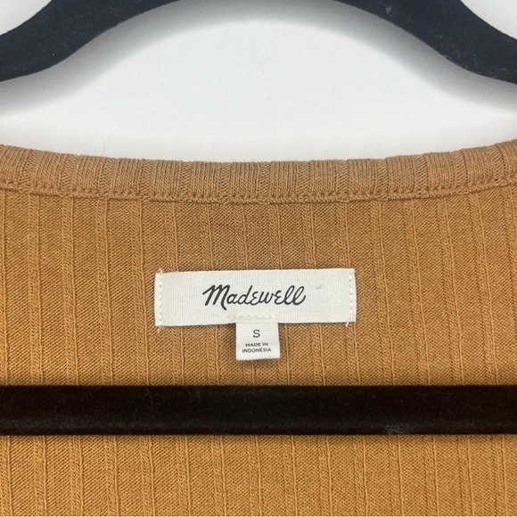 MADEWELL Ribbed Cardigan Crop Baby Longsleeve Toffee Tee - Picture 6 of 9